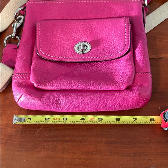 Coach Pink and Tan Leather Small Crossbody Bag with Adjustable Strap - Picture 5 of 8